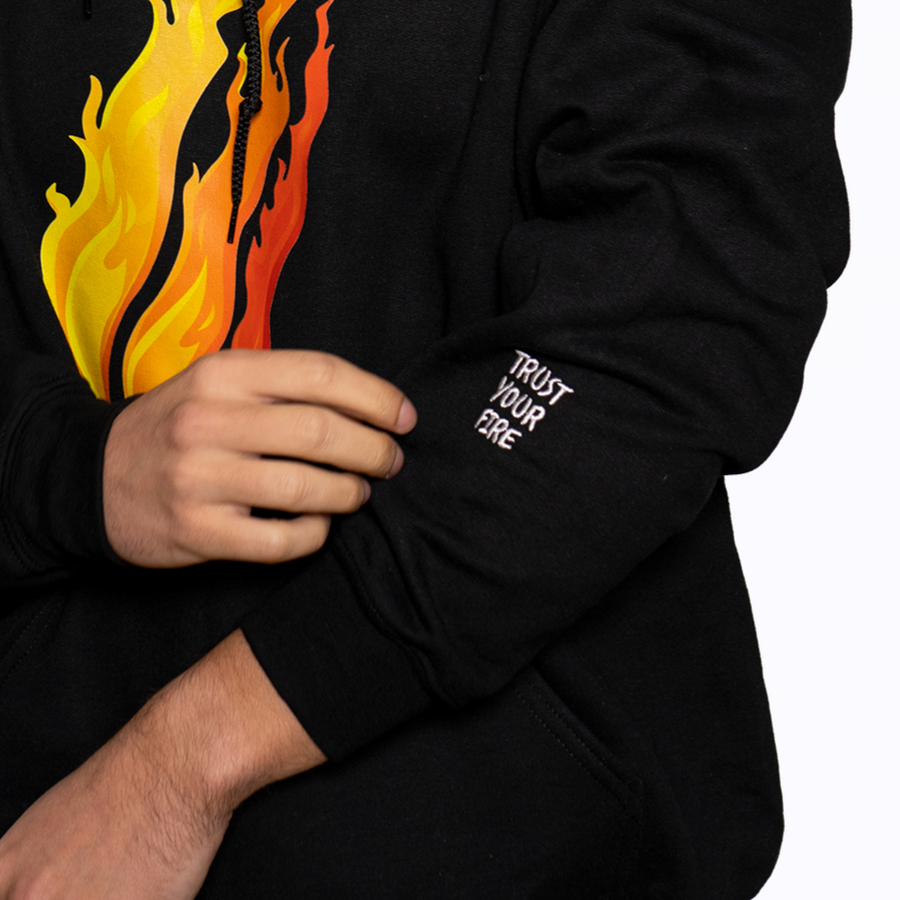 Black Big Flame Hoodie